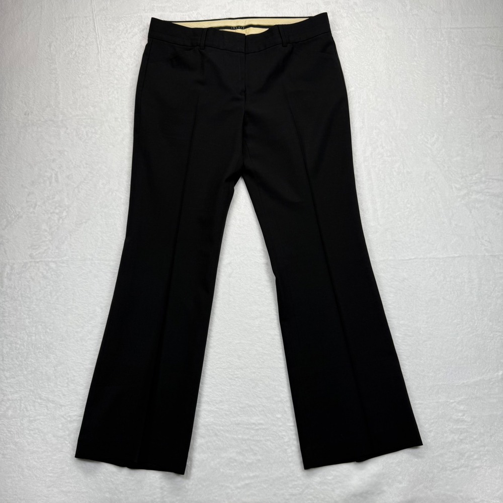 Theory Black Wool Blend Flare Leg Dress Pants Career Trousers Size 8 READ